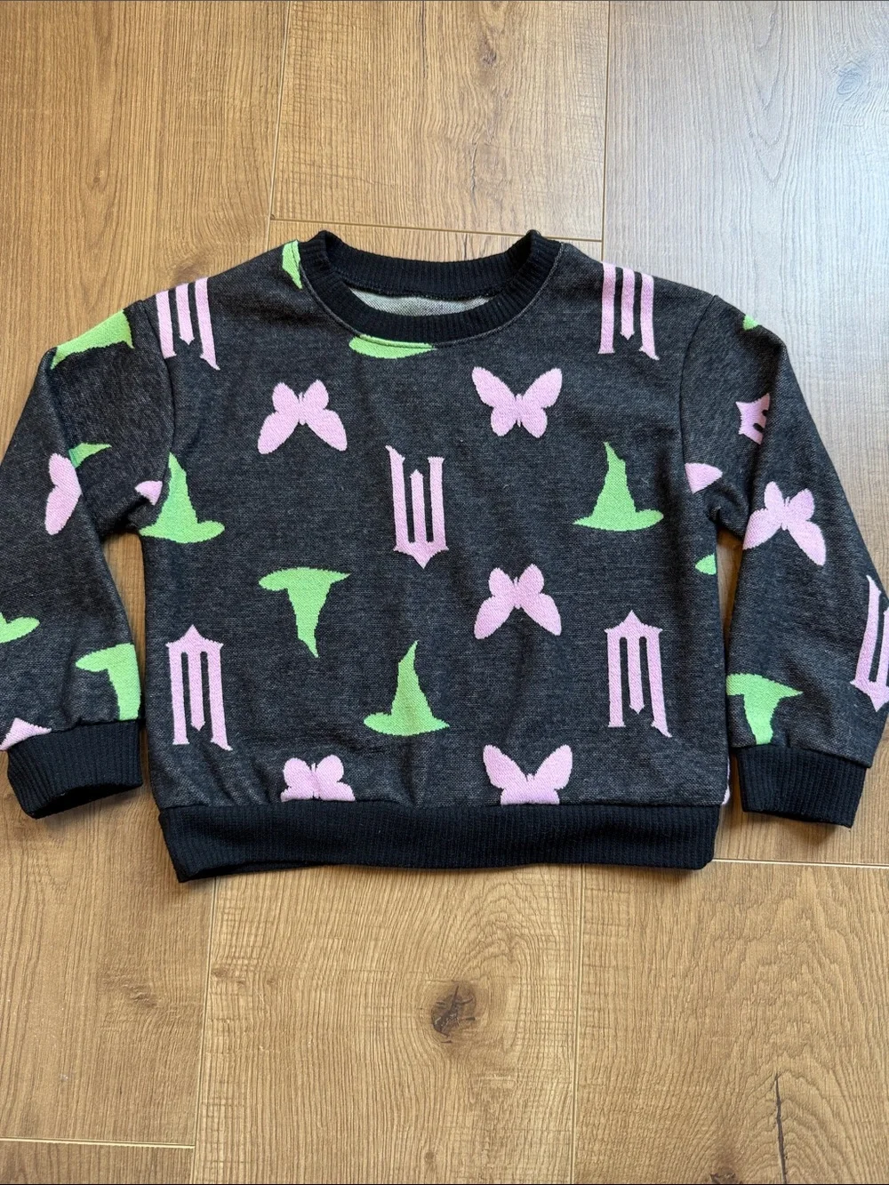 Kids Wicked Black Matching Set with Pink & Green logo Pattern